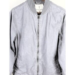 Mutual Weave Gray Bomber Jacket Mens Medium Lightweight Minimalist Casual